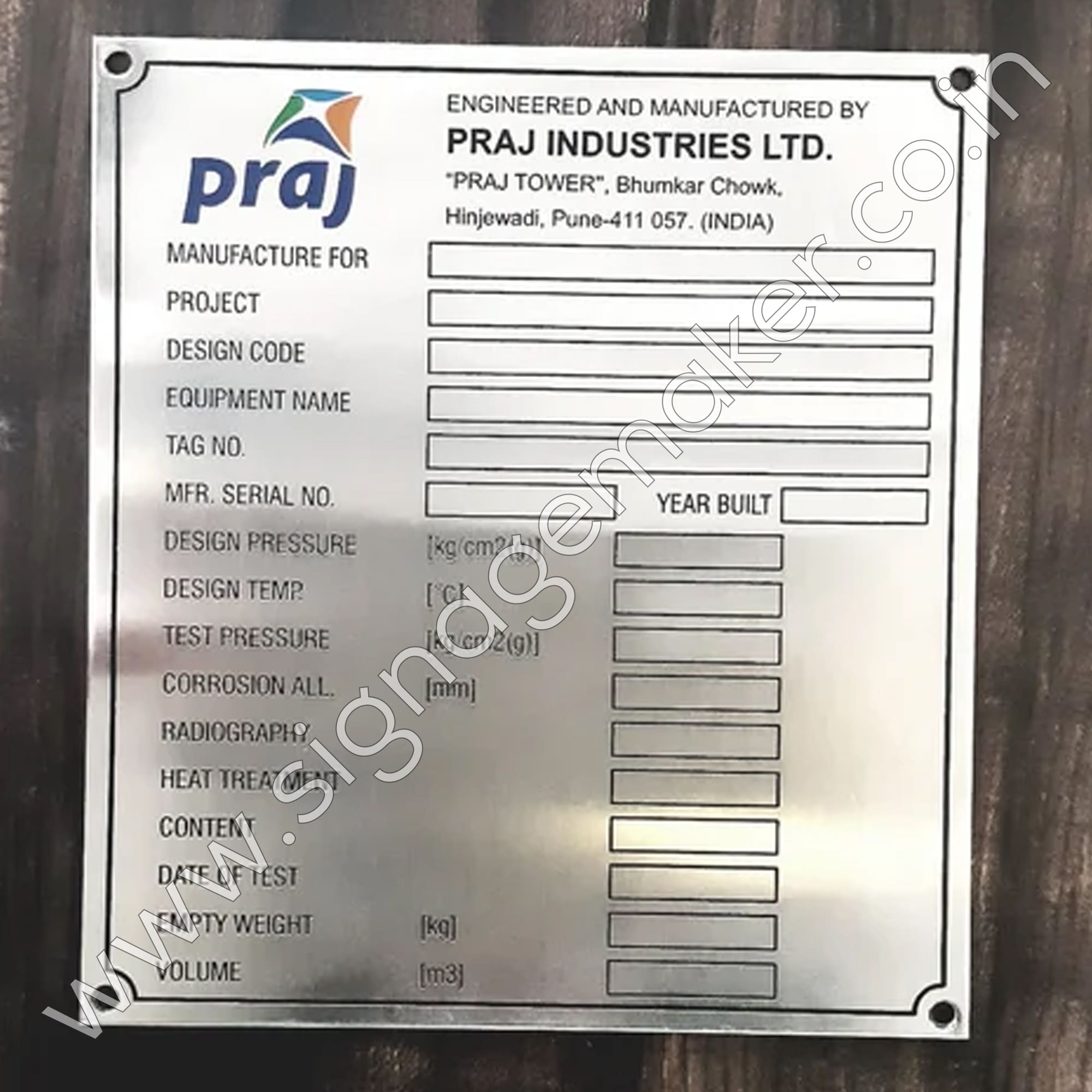 Custom Engraved Metal Plates for Identification & Branding